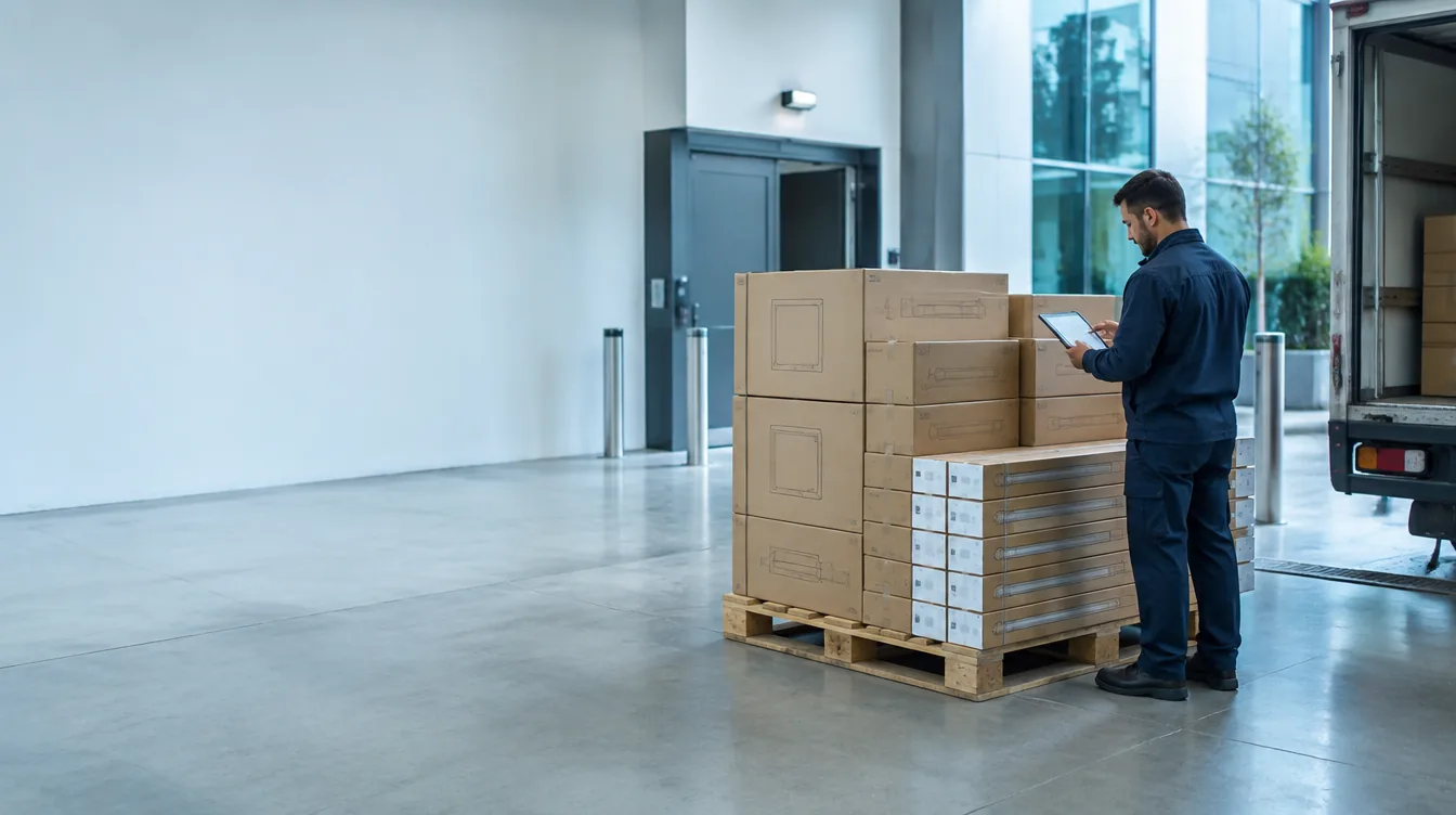Lieferung von LED-Leuchten auf Paletten an die Haustechnik